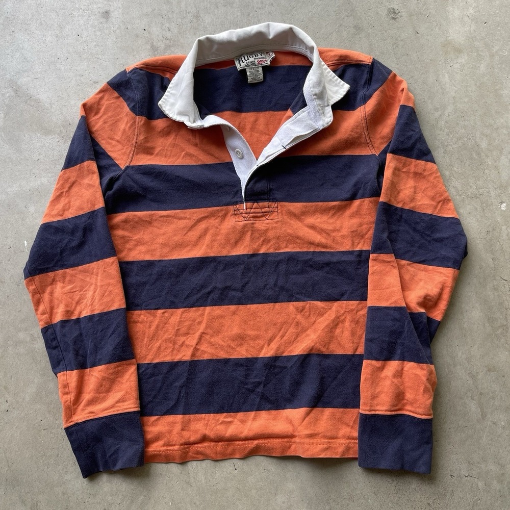 Vintage Rugby Ralph Lauren Jersey Mens L Long Sleeve Skull Collar Striped Slim